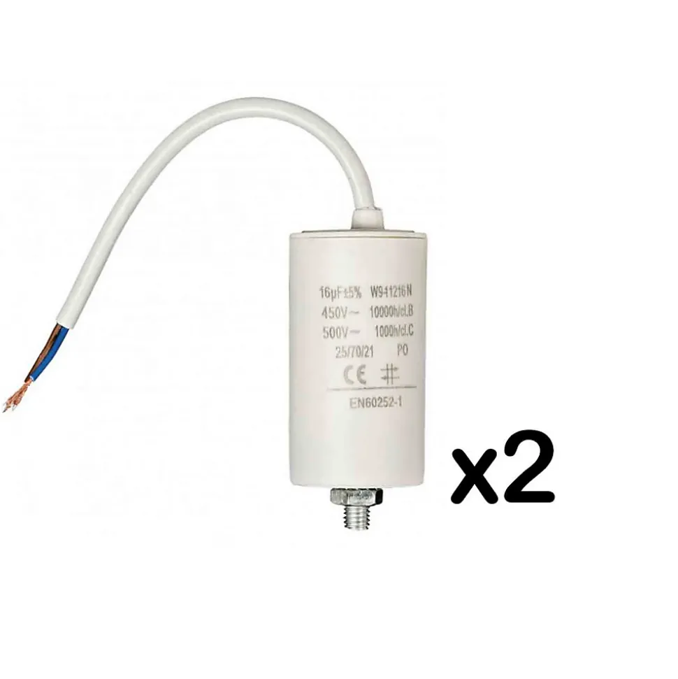 Pack FIXAPART 2x Condensateurs 16.0uf 450 V + Cable Condo 16mf fil NEDIS