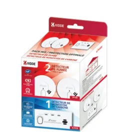 Pack maison 2 détecteurs de fumée et un détecteur de monoxyde de carbone Kidde