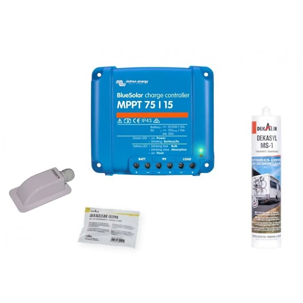 Pack Panneau solaire 160W camping car + Kit de pose solaire avec régulateur de charge Victron MPPT 220W 15A ANTARION