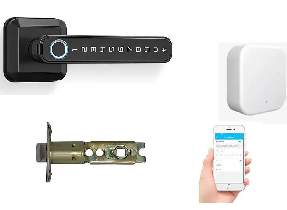 Pack poignée biométrique connectée locky-5 à empreinte digitale, code et bluetooth + passerelle wifi
