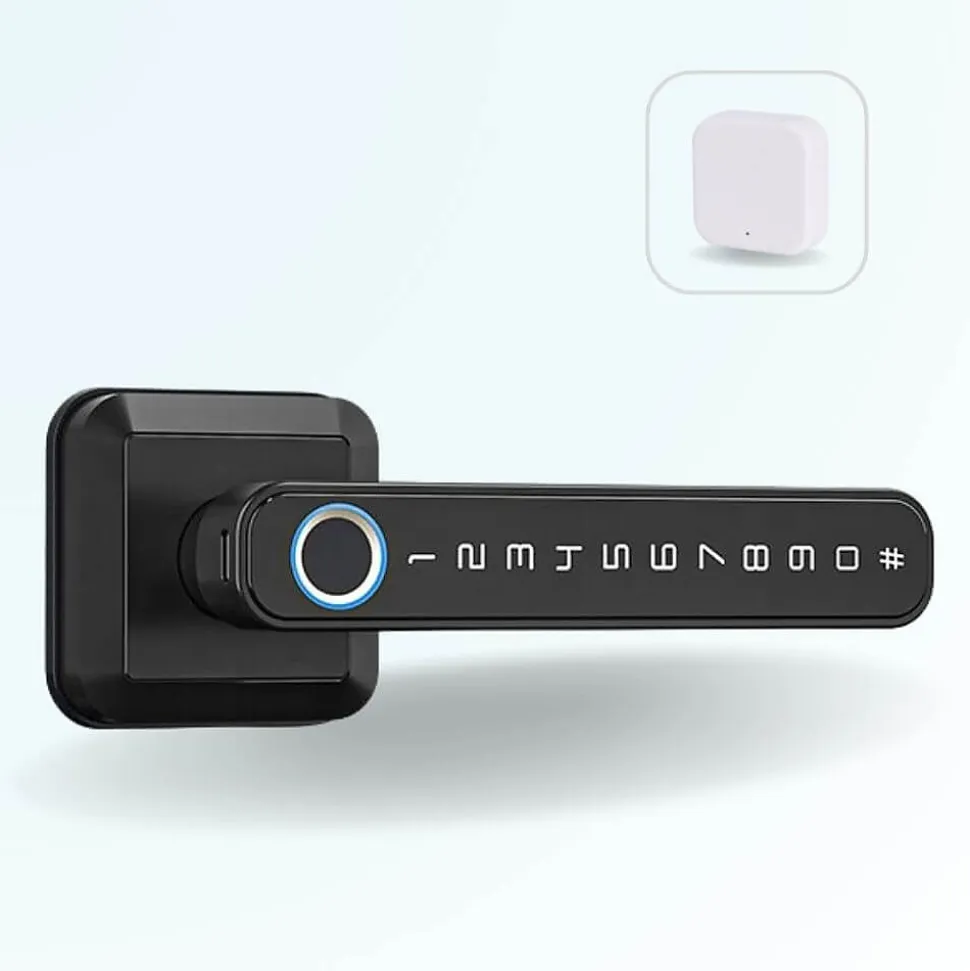 Pack poignée biométrique connectée locky-5 à empreinte digitale, code et bluetooth + passerelle wifi