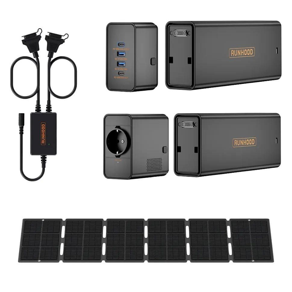 Pack Rando RUNHOOD - 648 Wh + 100 W Solaire - Energie Nomade Ultra-Legere pour Aventure Outdoor