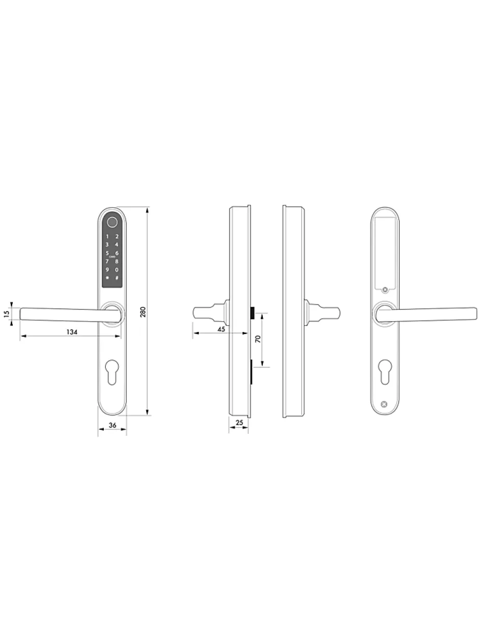 Paire de poignées connectées Intelock Multi, pour porte d'entrée, entr'axes 70mm, dorée - INTELOCK