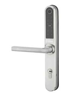Paire de poignées connectées Intelock Multi, pour porte d'entrée, entr'axes 70mm, argent - INTELOCK