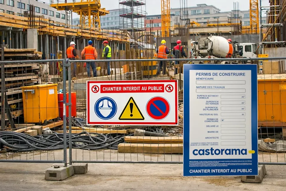 Panneau de signalisation pour chantier - Permis de construire Castorama