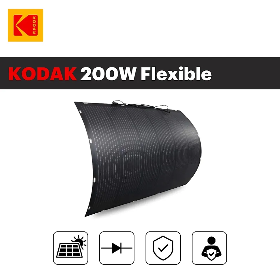 Panneau Solaire Flexible KODAK 200W - Étanche IP68 - Léger et Durable - Adaptable aux Surfaces Courbes - Installation Facile