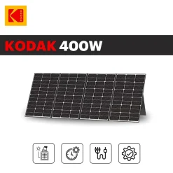 Panneau Solaire Portable KODAK 400W - Rendement 23% - Étanche IP65 - Léger et Pliable - Pieds Réglables - Connexions Multiples
