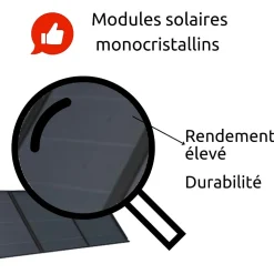 Panneau solaire portatif SolarTec 200 - 200w 18V 6.6A - 4 pans monocristallins - Port USB A-C - Câble DC - Protec