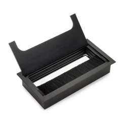 Passe-câbles de table Emuca Quadrum, rectangulaire, 159x80mm, à encastrer, Aluminium, Peint en noir
