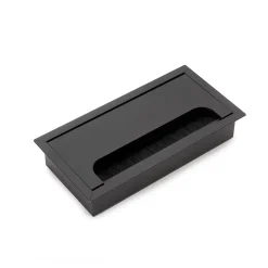 Passe-câbles de table Emuca Quadrum, rectangulaire, 159x80mm, à encastrer, Aluminium, Peint en noir