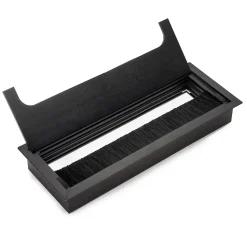 Passe-câbles de table Emuca Quadrum, rectangulaire, 269x80mm, à encastrer, Aluminium, Peint en noir