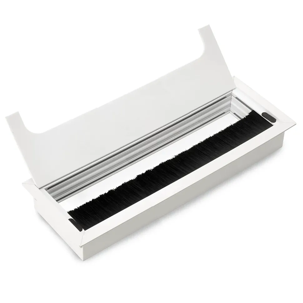 Passe-câbles de table Emuca Quadrum, rectangulaire, 269x80mm, à encastrer, Aluminium, Peint en blanc