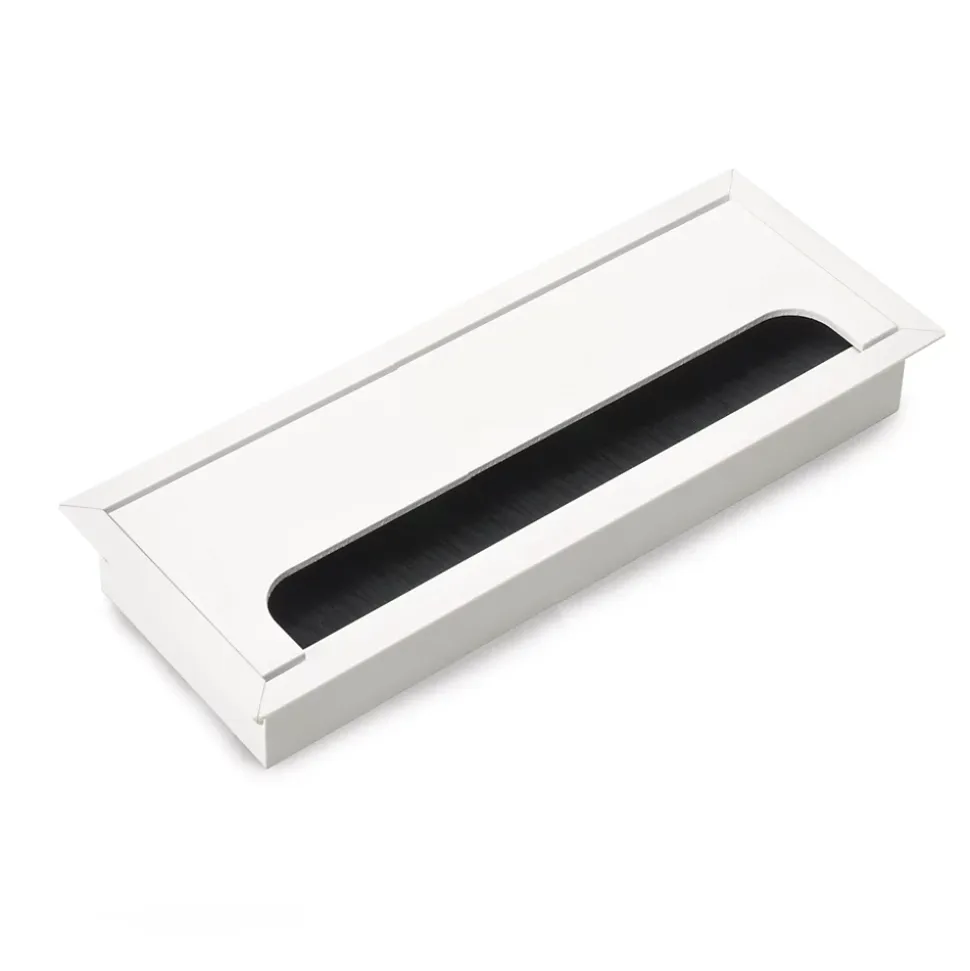 Passe-câbles de table Emuca Quadrum, rectangulaire, 269x80mm, à encastrer, Aluminium, Peint en blanc