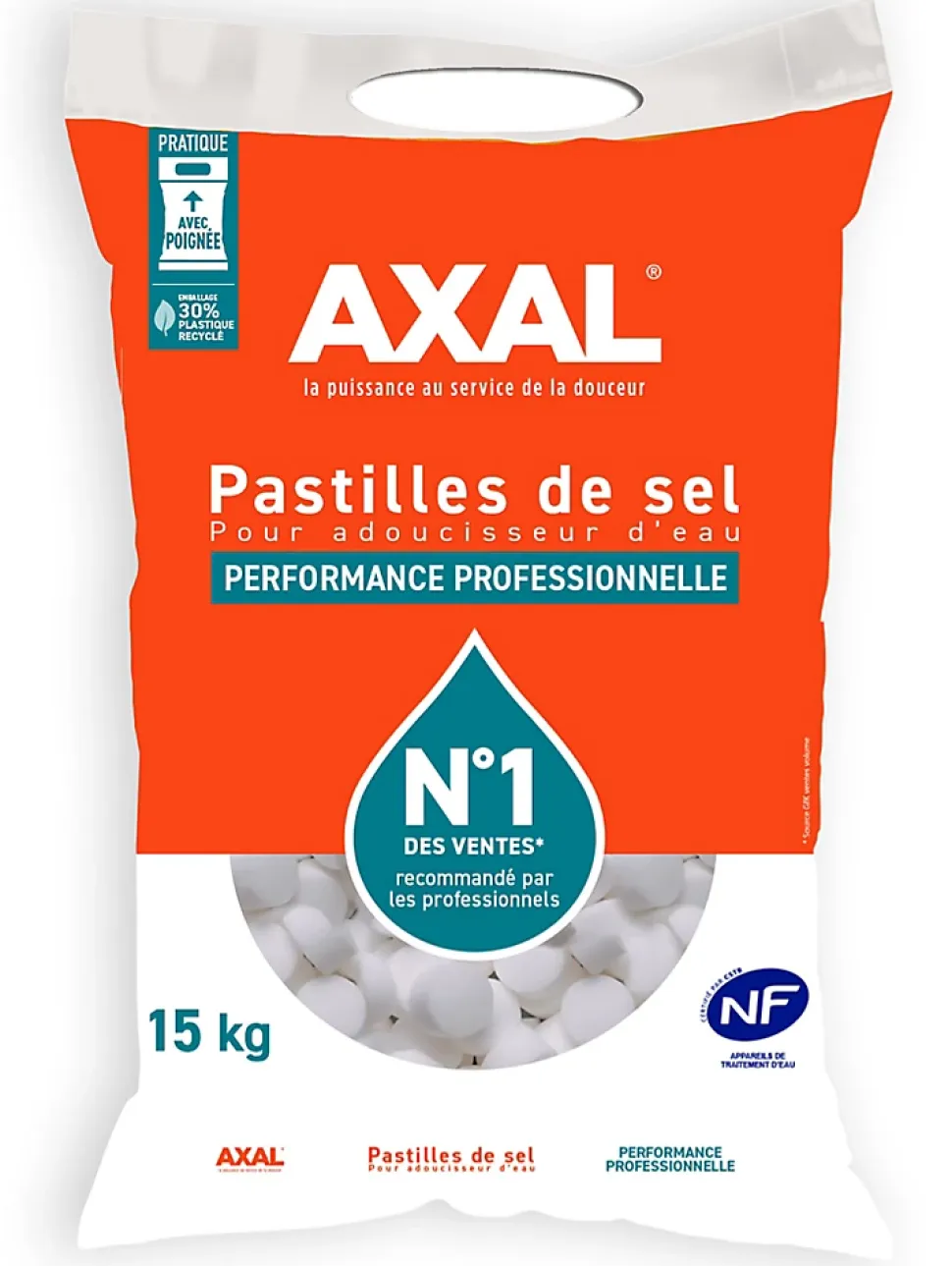 Pastilles de sel pour adoucisseur d'eau 15kg AXAL
