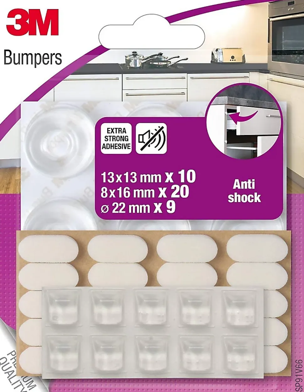 Patin adhésif amortisseur anti-choc transparent & blanc, assortiment 39 pièces