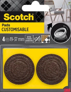 Patin anti rayures adhésif feutre rond marron Scotch ø37 mm