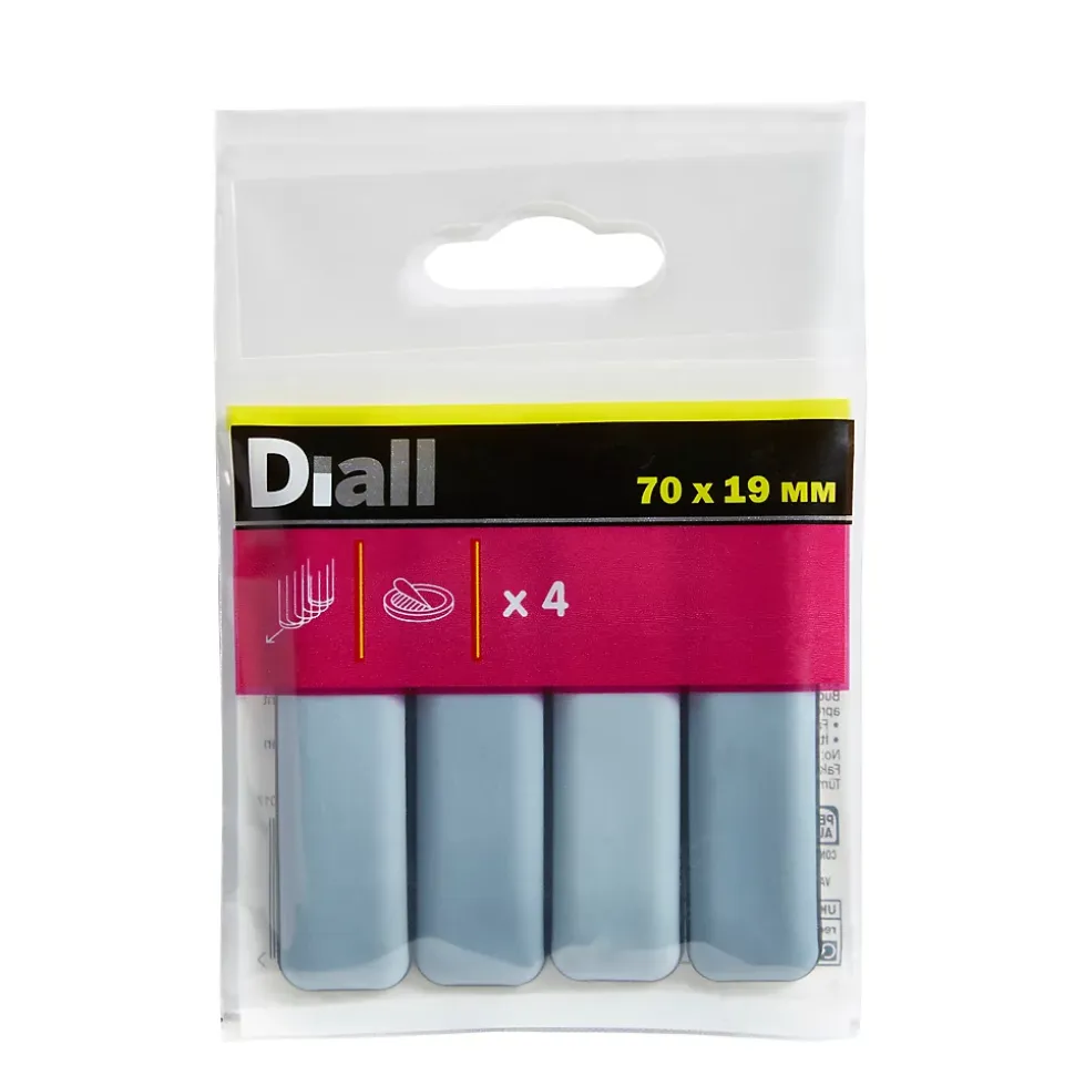 Patin auto-adhésifs Diall 70 x 19 mm x 4, blanc + gris/bleu