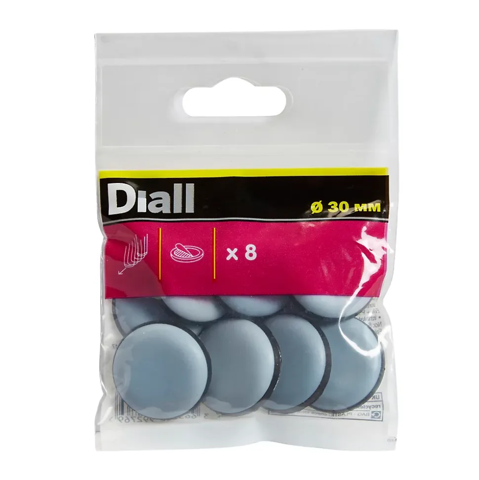 Patin auto-adhésifs Diall 30 mm x 8, blanc + gris/bleu