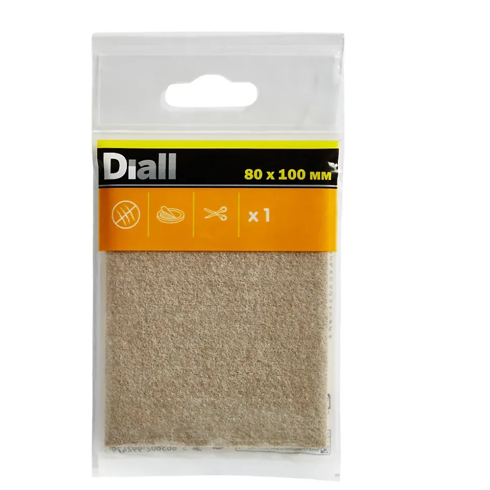 Patin en feutre auto-adhésifs Diall 80 x 100 mm x 1, beige