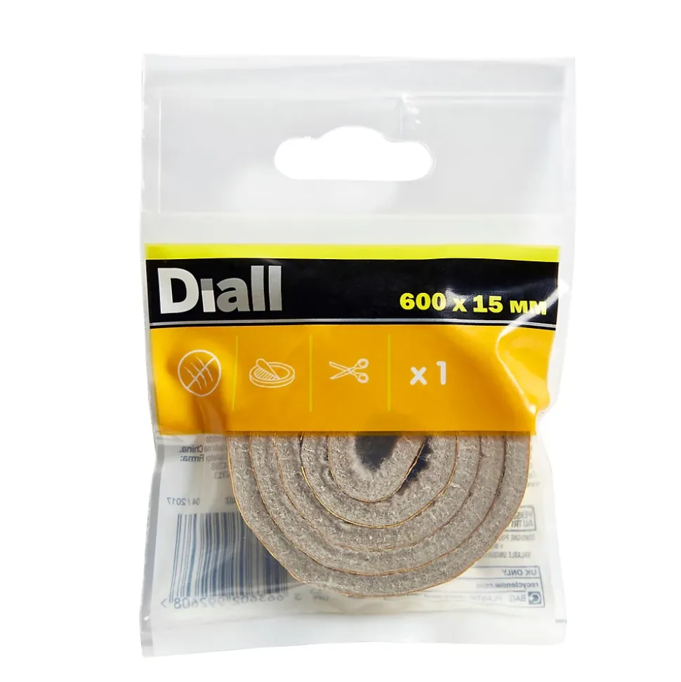 Patin en feutre auto-adhésifs Diall 600 x 15 mm x 1, beige