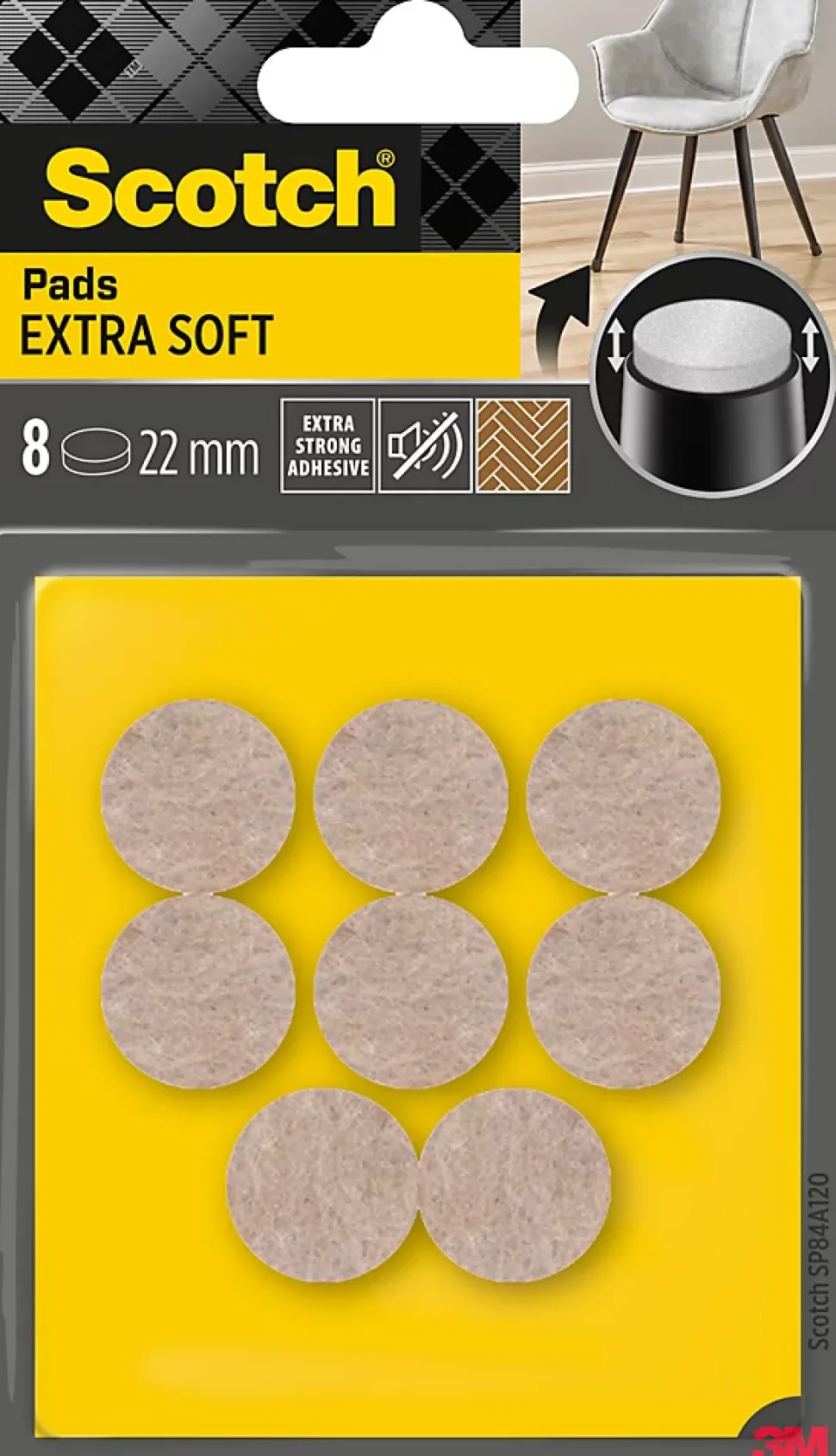 Patin en feutre laine adhésif rond beige Scotch ø22 mm