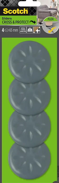 Patin glisseur adhésif rond gris Scotch ø65 mm