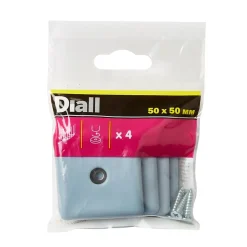 Patin vissés Diall 50*50 mm x 4, noir + gris/bleu