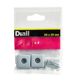 Patin vissés Diall 25*25 mm x 4, noir + gris/bleu
