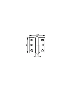 Paumelle de porte de meuble / porte légère, 60x40mm, acier, gauche - THIRARD