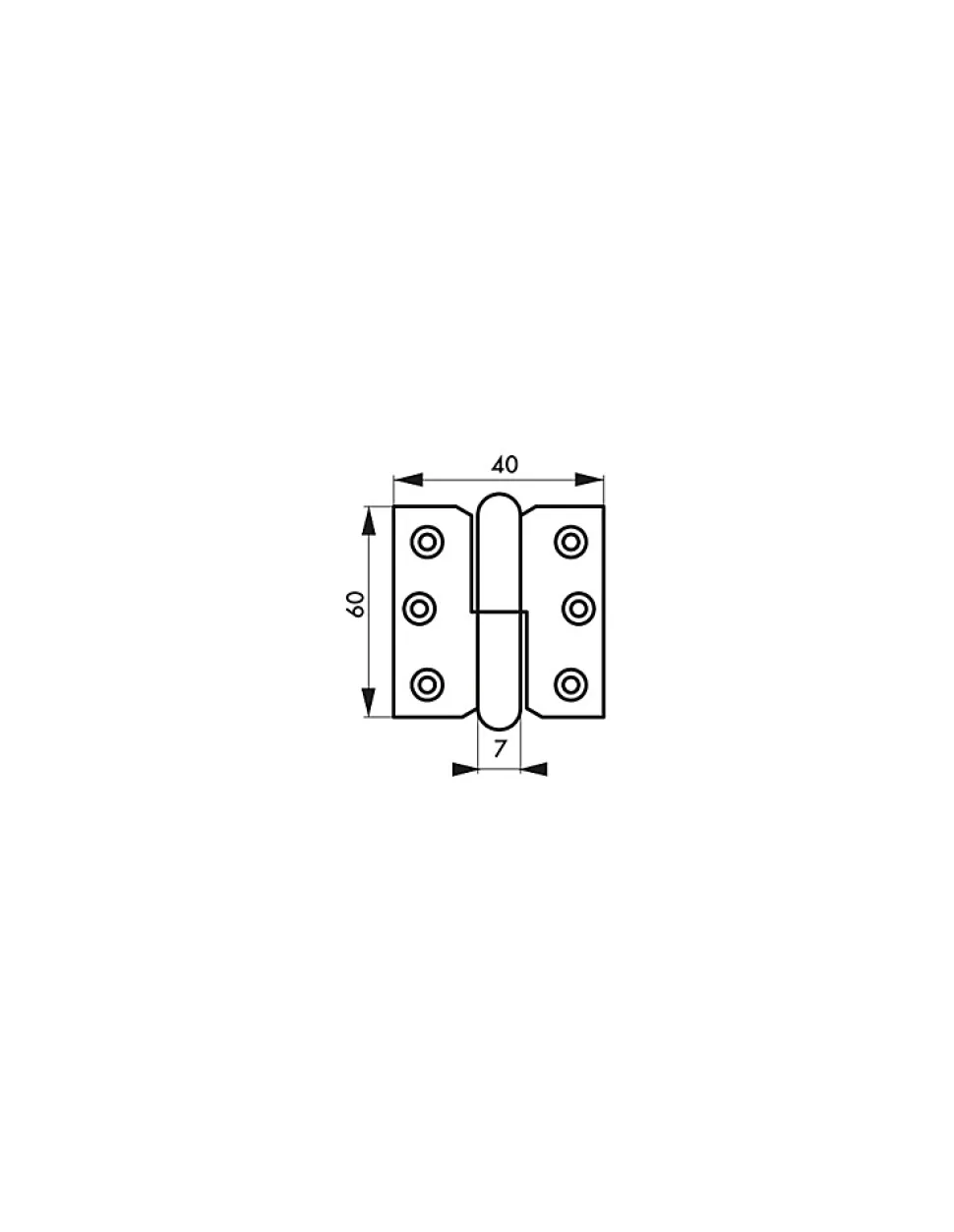 Paumelle de porte de meuble / porte légère, 60x40mm, acier, gauche - THIRARD