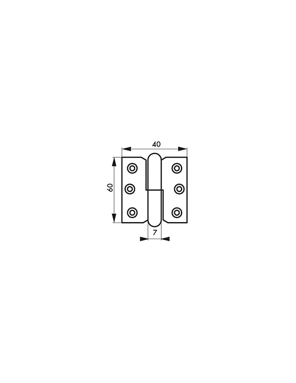 Paumelle de porte de meuble / porte légère, 60x40mm, acier, droite - THIRARD