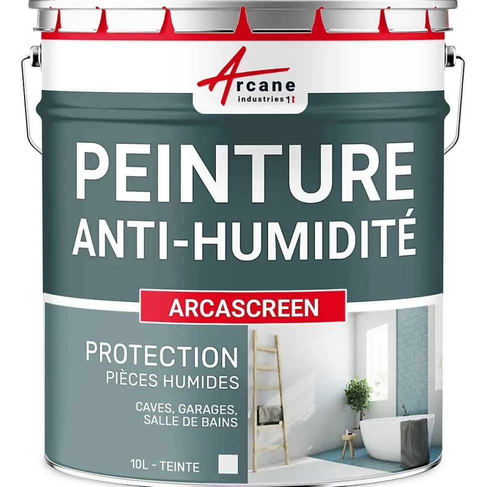 Peinture anti humidité mur humide salle de bain - ARCASCREEN - 10 L (jusqu'à 40 m²) - ARCANE INDUSTRIES