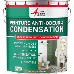 Peinture anti-condensation, anti odeur pour pièces humides Vert Réséda - RAL 6011 - 10 L - ARCANE INDUSTRIES