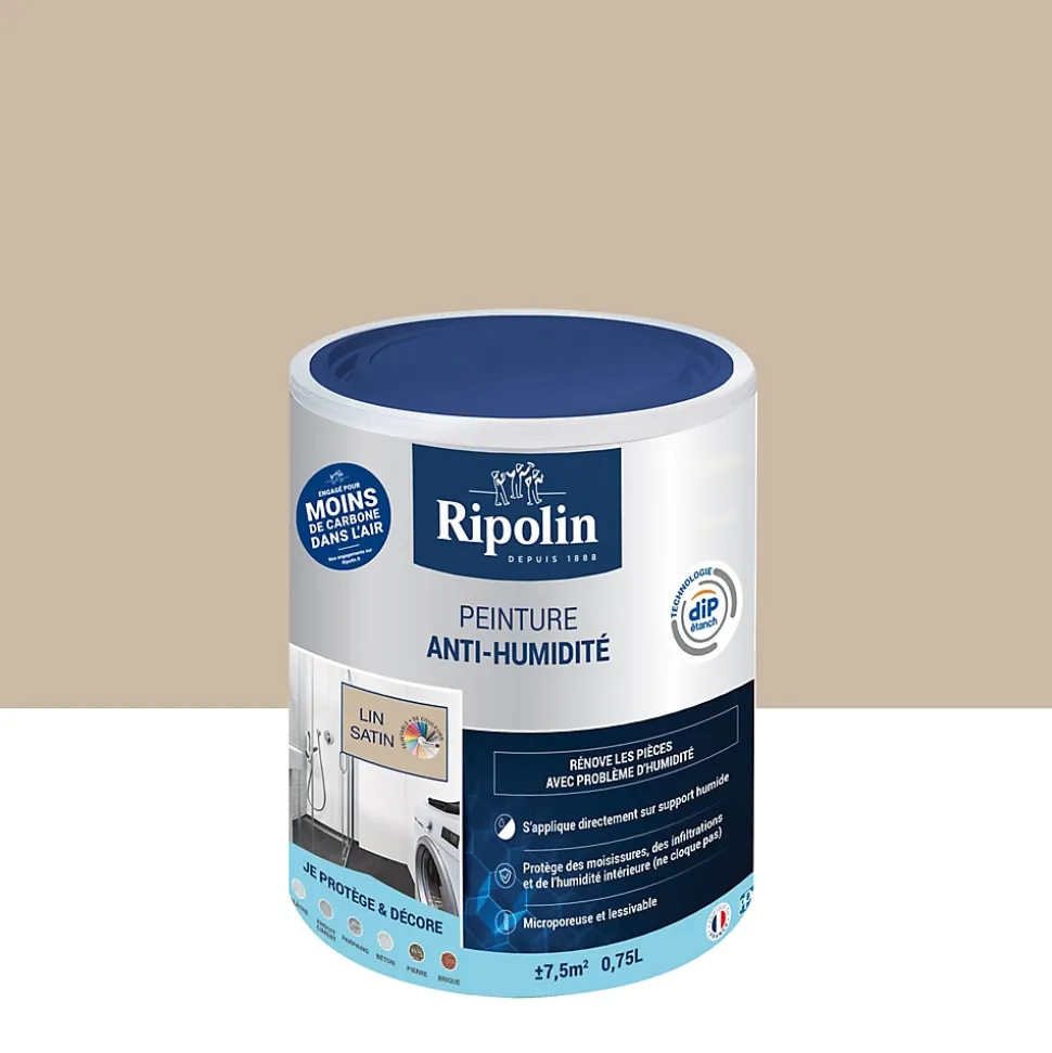 Peinture anti-humidité intérieur satin lin Ripolin 0,75L
