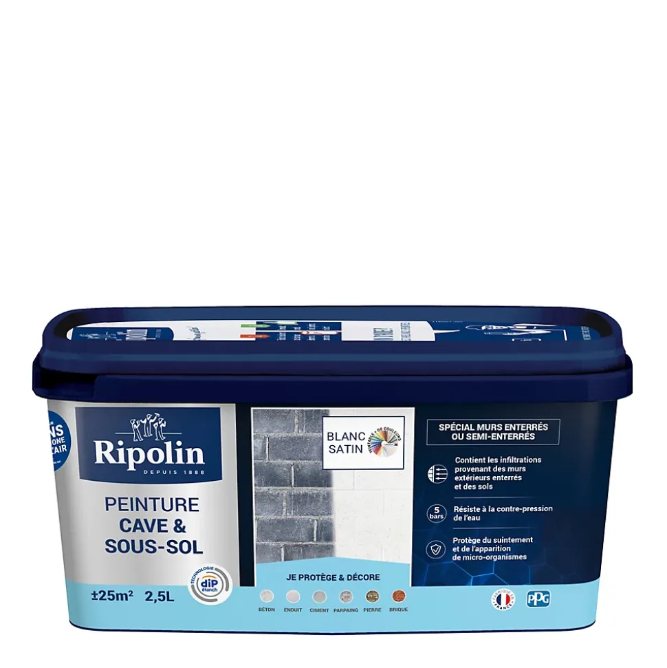 Peinture cave & sous-sol intérieur satin Ripolin 2,5L