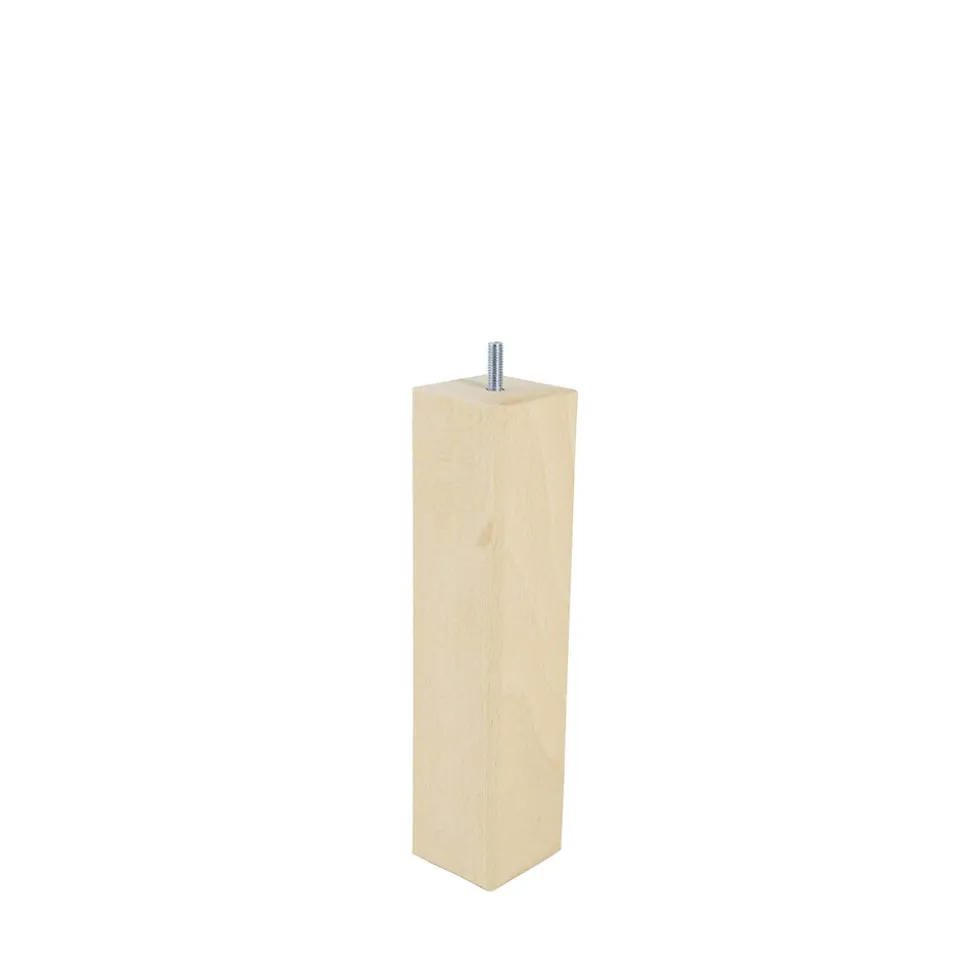 Pied de lit carré en hêtre Bar Plus texture bois H. 25 x L. 5,5 cm