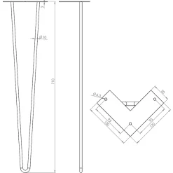 Pied de meuble en triangle en acier noir Cime H. 71 cm