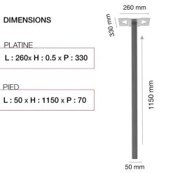 Pied elliptique Gris RAL 7037 M