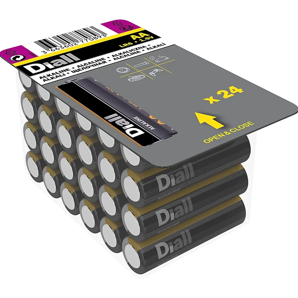Pile alcaline AA (LR6) Diall, lot de 24