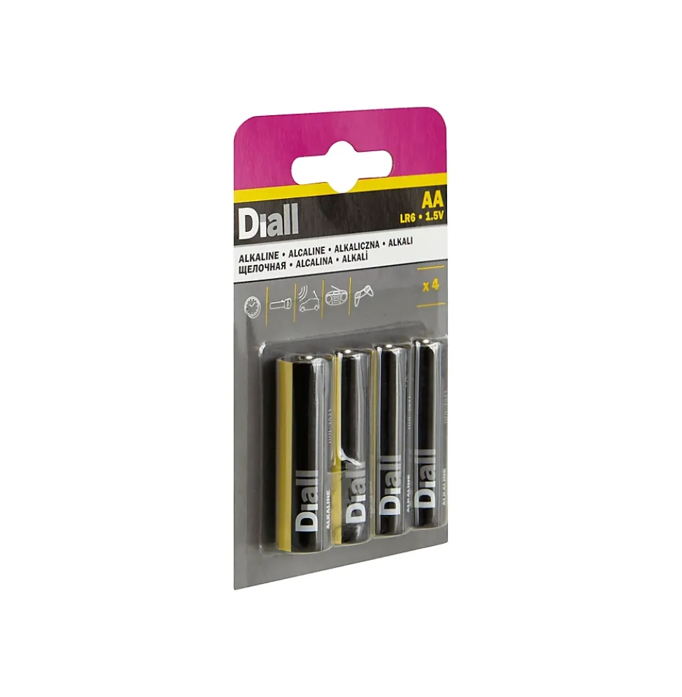 Pile alcaline AA (LR6) Diall, lot de 4