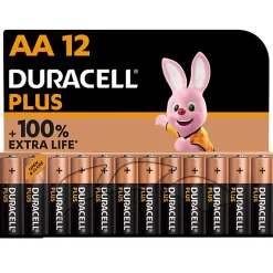 Pile alcaline AA (LR6) Duracell Plus non rechargeable, lot de 12