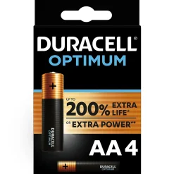 Pile alcaline AA (LR6) Duracell Optimum, lot de 4