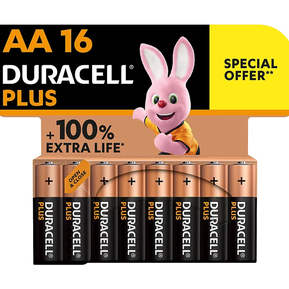 Pile alcaline AA (LR6) Duracell Plus, lot de 16