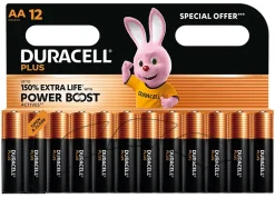 Pile alcaline AA (LR6) Duracell Plus Power Boost, lot de 12