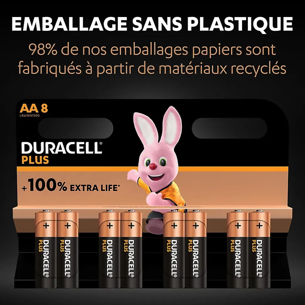 Pile alcaline AA (LR6) Duracell Plus, lot de 8