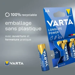 Pile alcaline AA (LR6) Varta Long-life Power, lot de 24