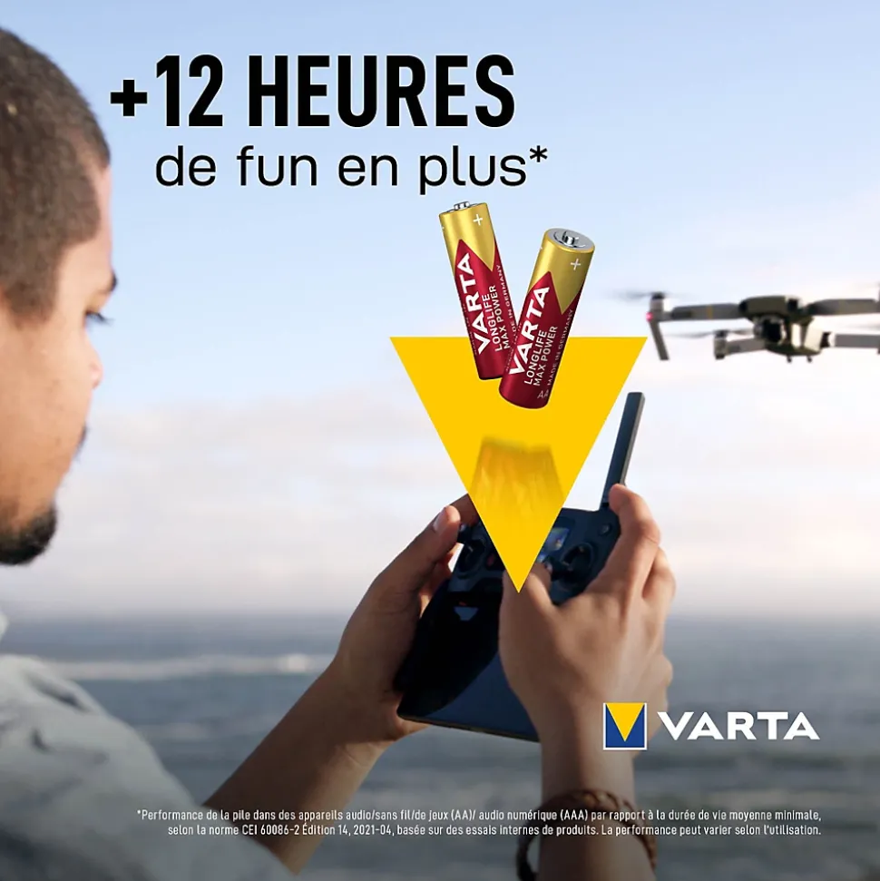 Pile alcaline AA (LR6) Varta Long-life Max Power, lot de 4