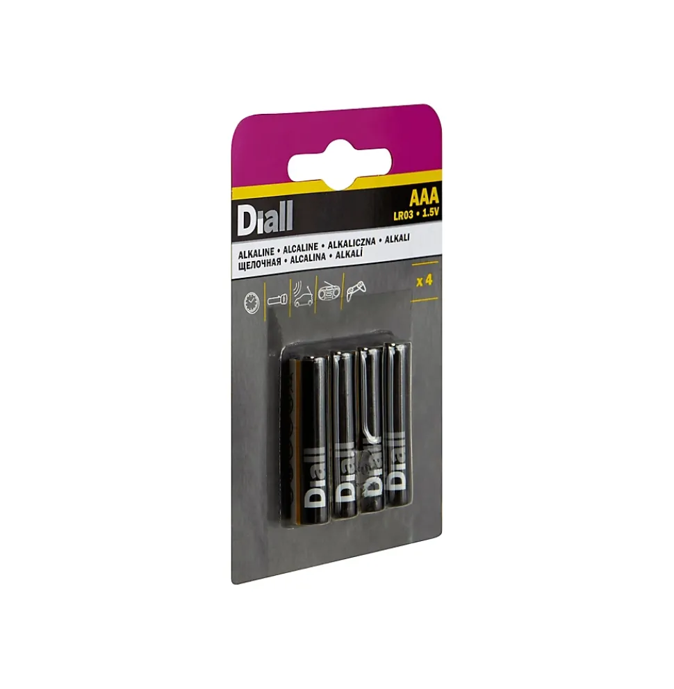 Pile alcaline AAA (LR03) Diall, lot de 4