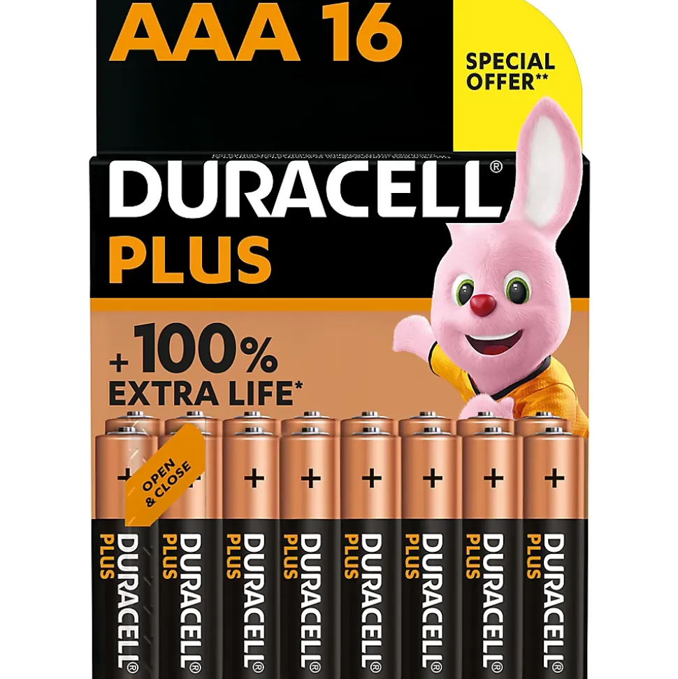 Pile alcaline AAA (LR03) Duracell Plus, lot de 16