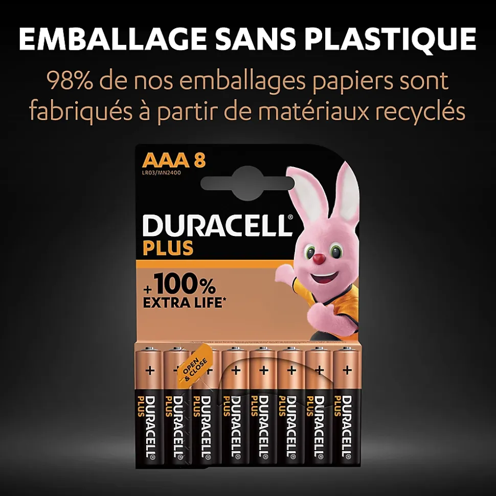 Pile alcaline AAA (LR03) Duracell Plus, lot de 8